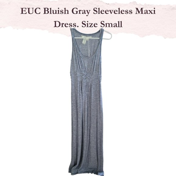 Final Price -EUC Bluish Gray Sleeveless Maxi Dress w/ Scoop Neck, Grecian Waist - Picture 2 of 5